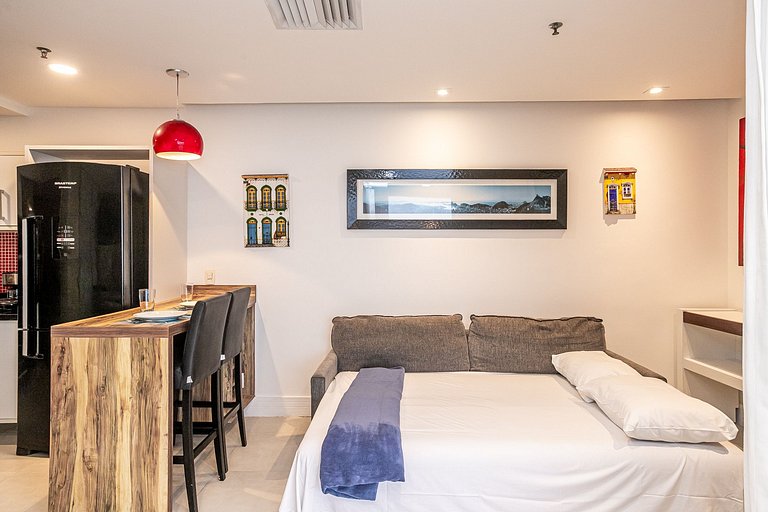 Apt com serviços lazer e vista para o mar da Barra