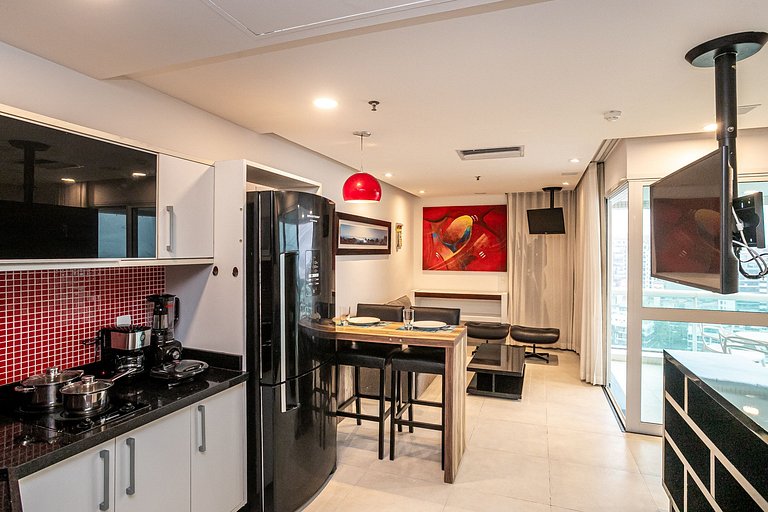 Apt com serviços lazer e vista para o mar da Barra