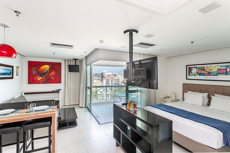 Apt com serviços lazer e vista para o mar da Barra