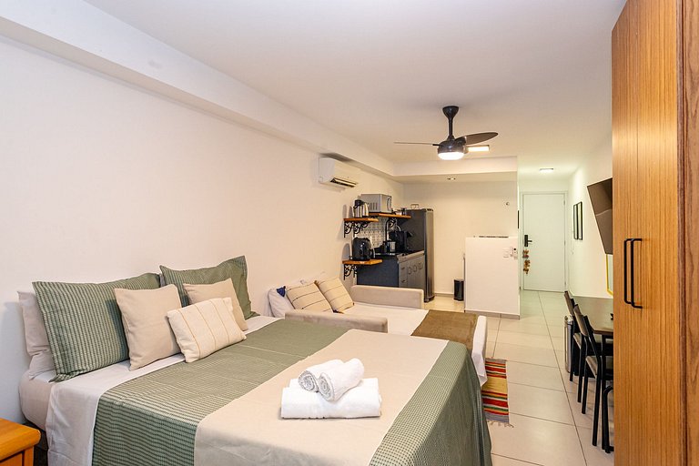 Estúdio novo Centro | varanda, metrô e lavadora