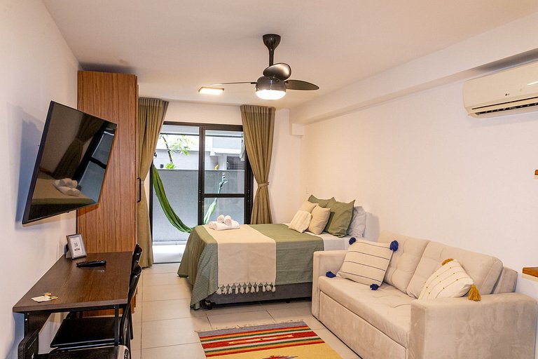 Estúdio novo Centro | varanda, metrô e lavadora