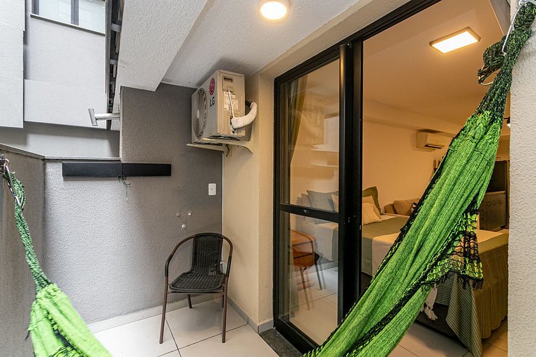 Estúdio novo Centro | varanda, metrô e lavadora